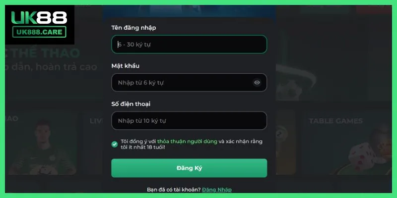 Các bước đăng ký tài khoản UK88 cực dễ