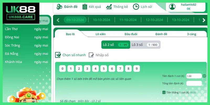 Lô đề 3 miền cũng là trò chơi nên thử trong quay số UK88